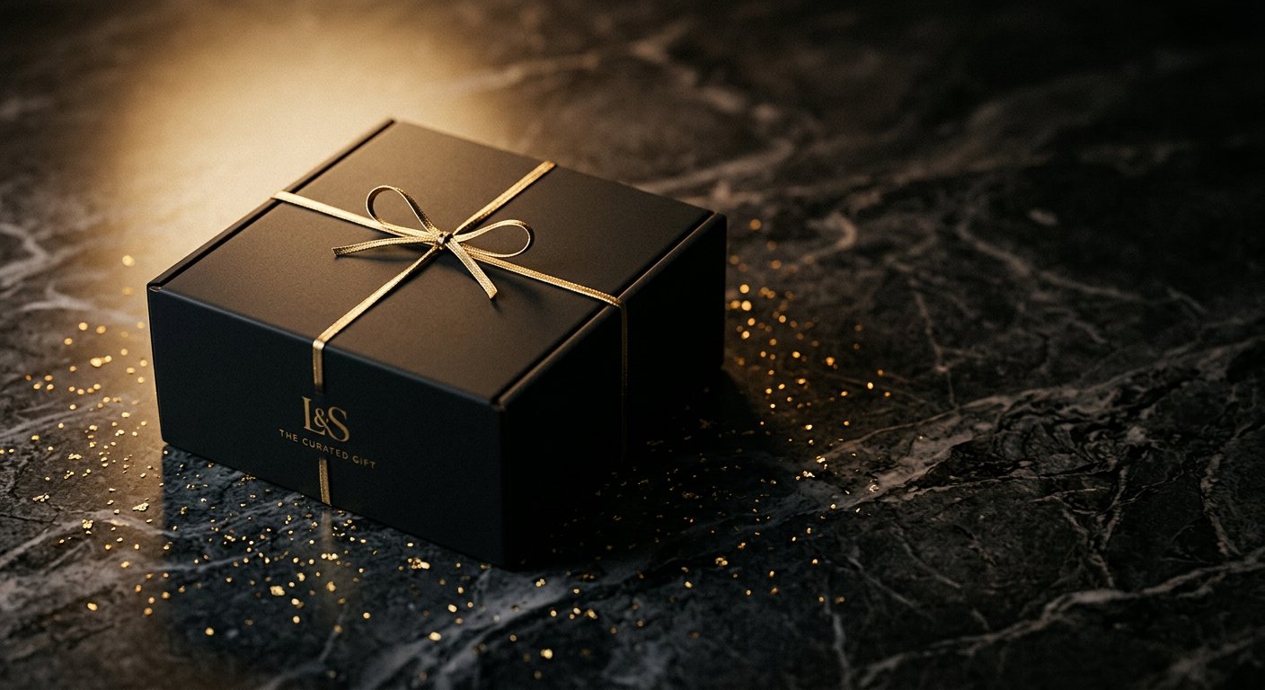 A neatly wrapped parcel with a gold ribbon